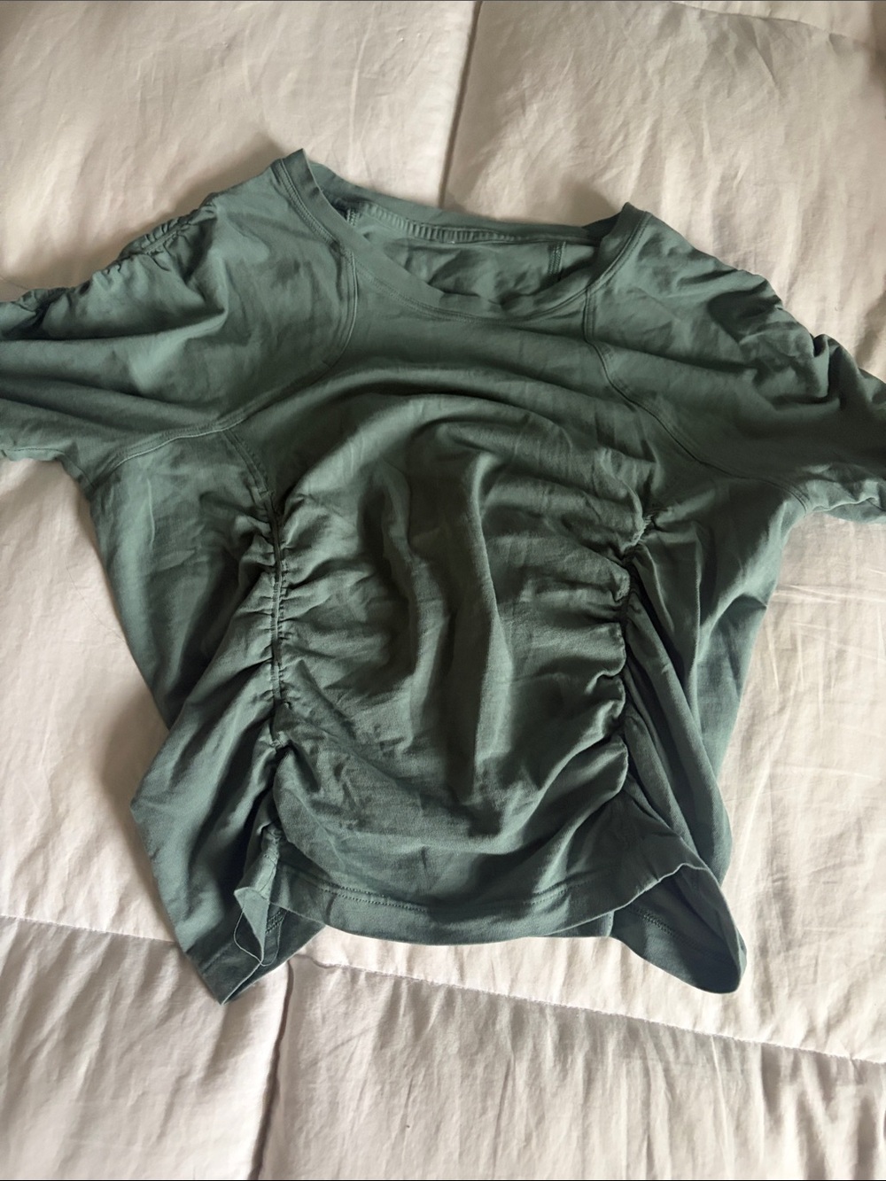 lululemon athletica Sage Green Ruched Short Sleeve Top